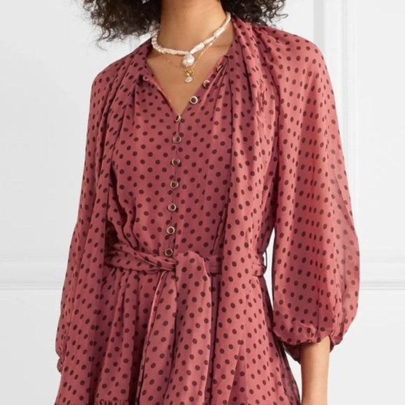 Zimmermann Espionage Neck Tie Blouse Rosewood - Picture 1 of 7